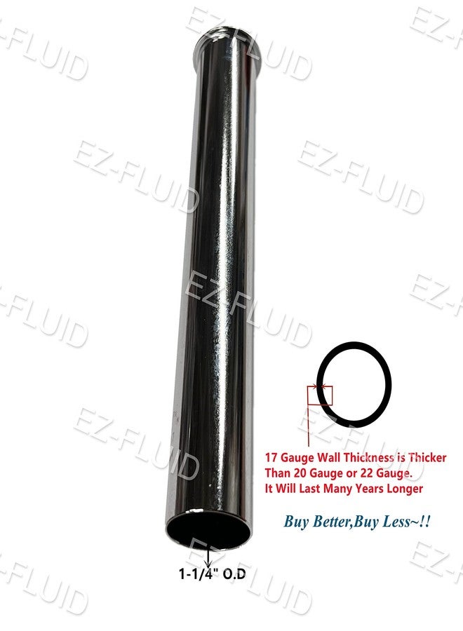 EZ-FLUID 1-1/4 بوصة × 9 بوصة أنبوب حوض ذو حافة شديدة التحمل من النحاس المطلي بالكروم 17GA لتركيبات السباكة تحت الحوض في الحمام، أنبوب تصريف منبثق وأنبوب غسيل (1) - Image 2